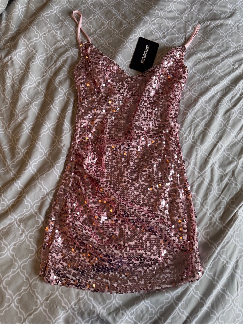 Sequin Slip Mini Dress - Pink